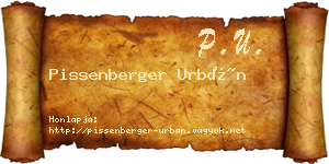 Pissenberger Urbán névjegykártya